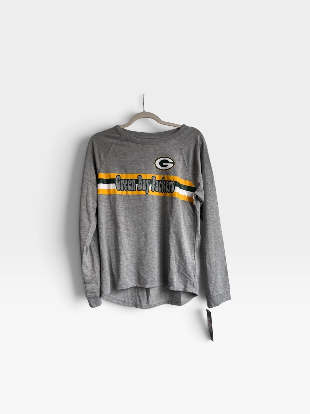 NFL Green Bay Packers Gray Long-Sleeve Sweatshirt with Yellow Stripes